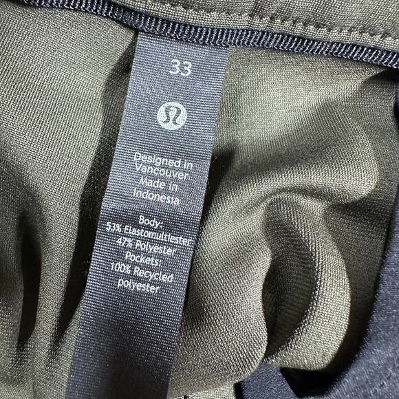 Lululemon Commission Pant Classic Warpstreme Dark Olive Men's 33 x 33 EUC - Picture 7 of 12